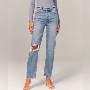 A&F Curve Love The Dad High Rise Medium Wash Jeans size 29/8XS Extra Short